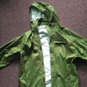 Green rain jacket